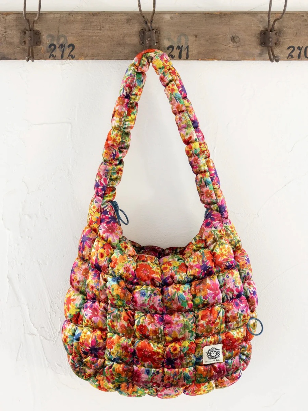 Natural Life Large Quilted Floral Hobo Bag in Multicolor